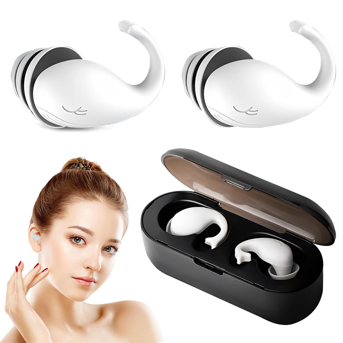 HANNEA Ear Plugs for Sleeping, Reusable Silicone Earplugs for Hearing Protection, Noise Cancelling Ear Plugs for Sleeping, Concerts, Motorcycle, Work (White) HANNEA Ear Plugs for Sleeping, Reusable Silicone Earplugs for Hearing Protection, Noise Cancelling Ear Plugs for Sleeping, Concerts, Motorcycle, Work (White)
